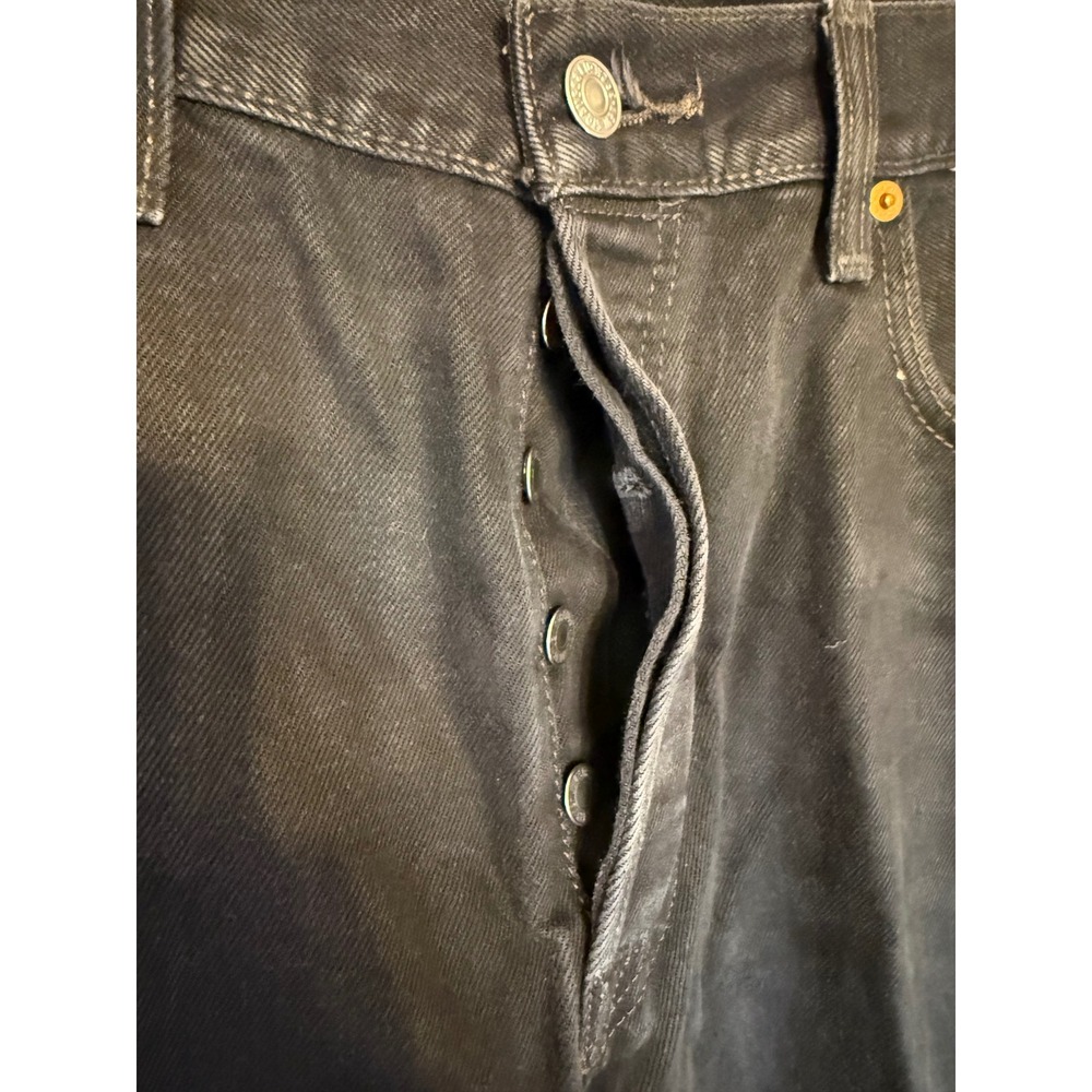 Levis 501 Original Fit Jeans Mens 35x34 Black Straight Leg Button Fly Denim - Picture 7 of 12